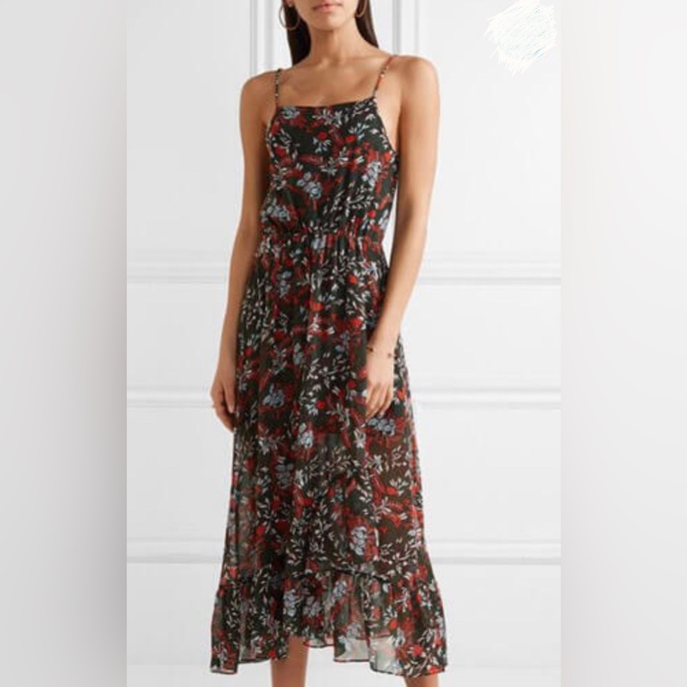 Maje Dark Green Floral Dress